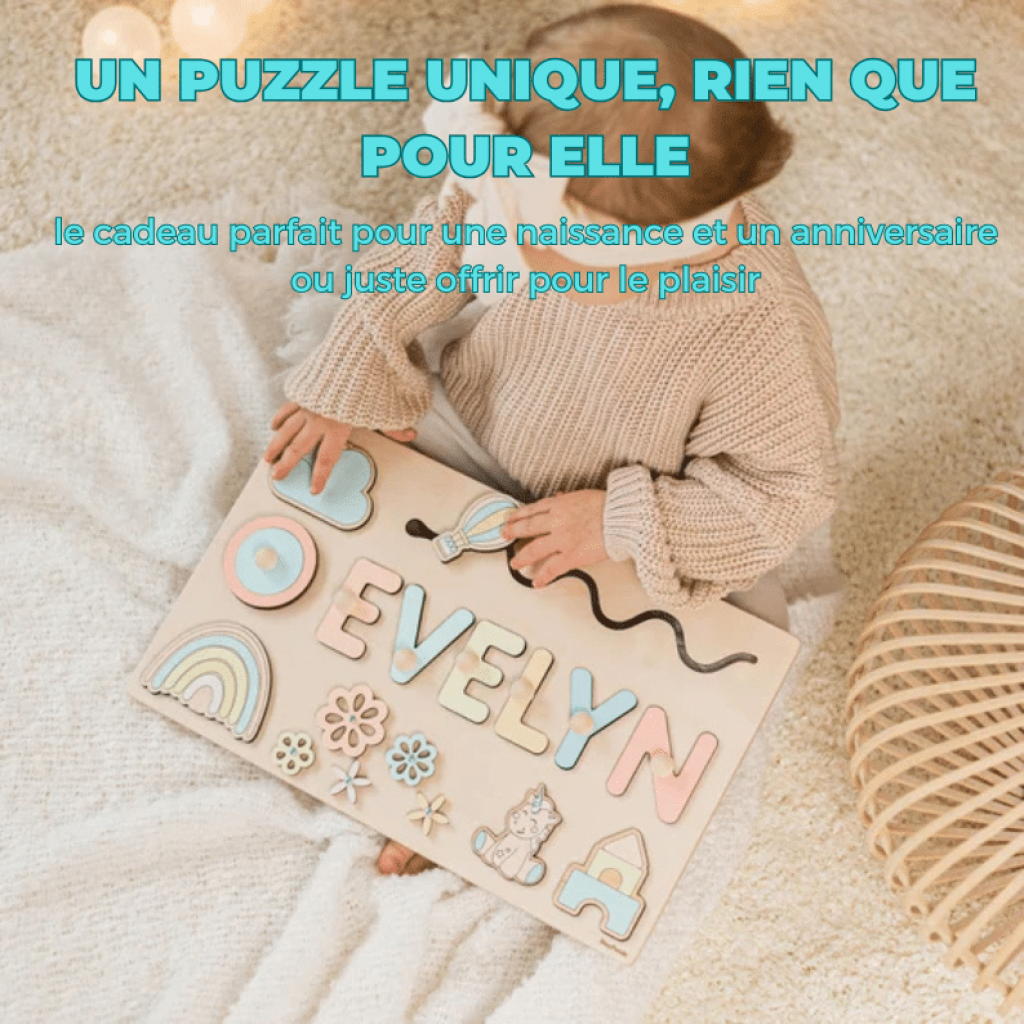 Puzzle Prénom Personnalisé en Bois | Montessori Dès 1 An