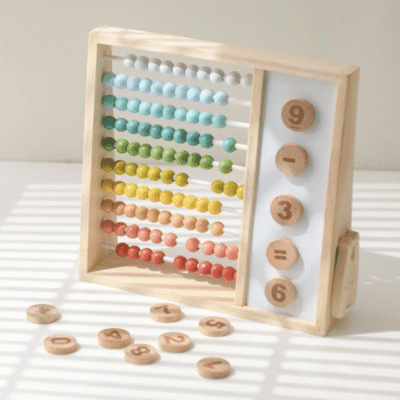 Boulier éducatif en bois avec tableau magnétique 2-en-1