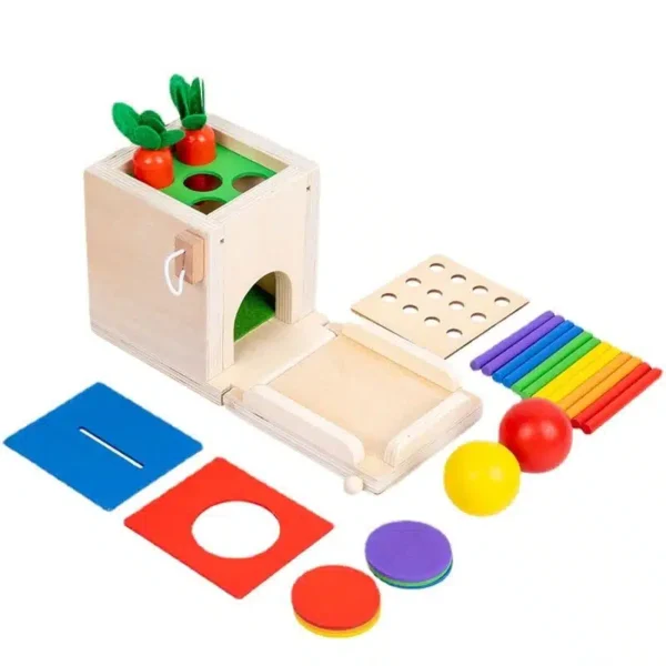 Boîte Montessori 4 en 1 – Éveil Sensoriel et Motricité Fine