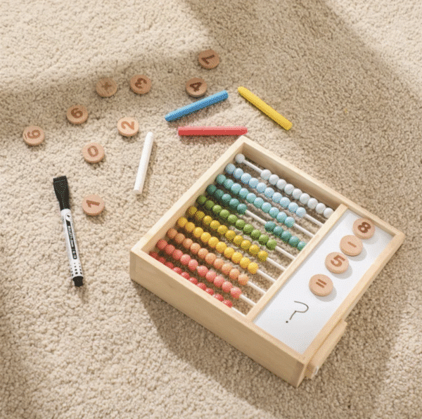 Boulier éducatif en bois avec tableau magnétique 2-en-1