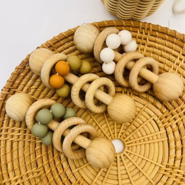 Hochet en Bois Naturel et Silicone