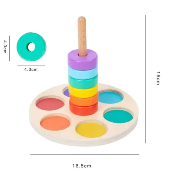 Jeu de Cercles Empilables en Bois – Motricité et Apprentissage des Couleurs – Image 4