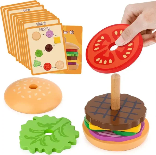 Jeu de Hamburger en Bois – Créativité et Motricité Fine