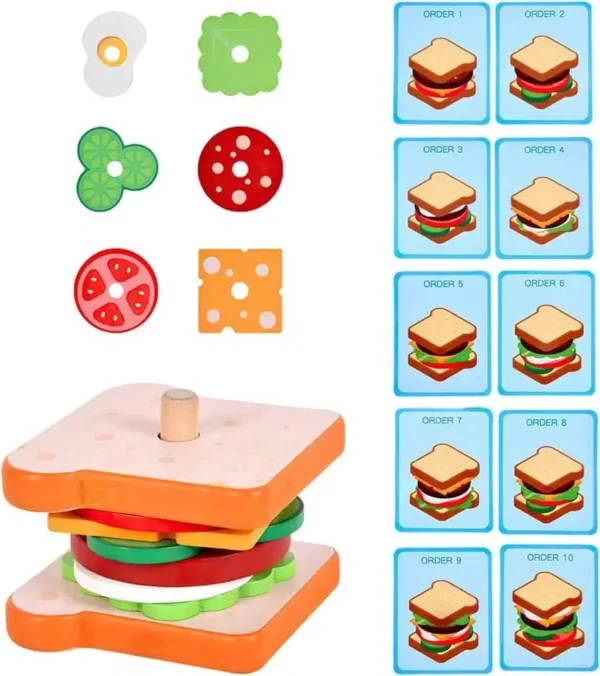 Jeu de Hamburger en Bois – Créativité et Motricité Fine – Image 6