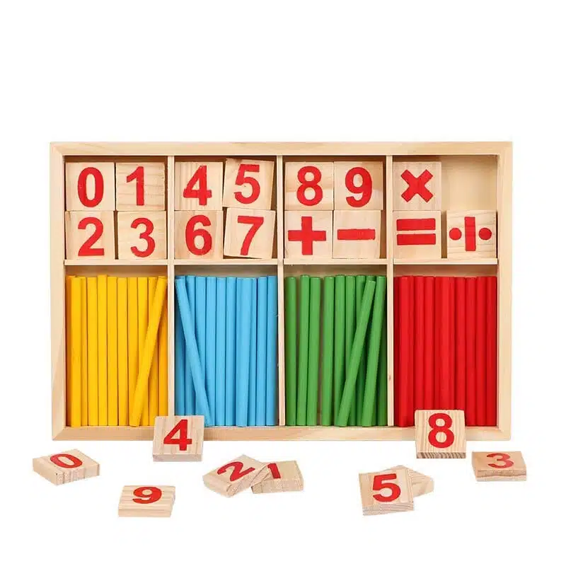 Kit Éducatif Mathématiques en Bois – Apprentissage Ludique des Chiffres et Calculs