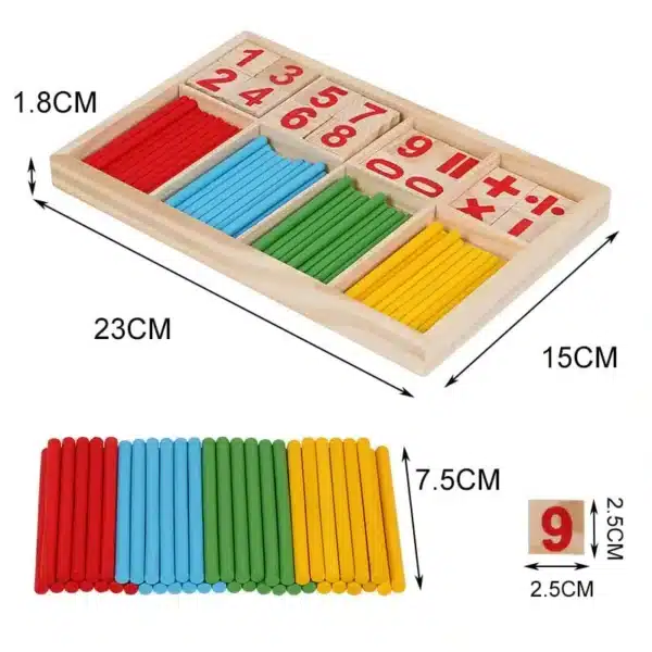 Bâtonnets de calcul en bois – Méthode Montessori