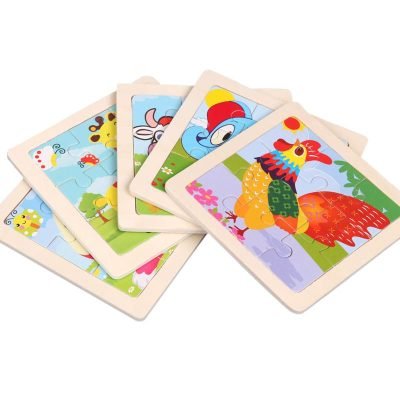 Lot de Puzzles en Bois – Animaux Colorés pour Enfants