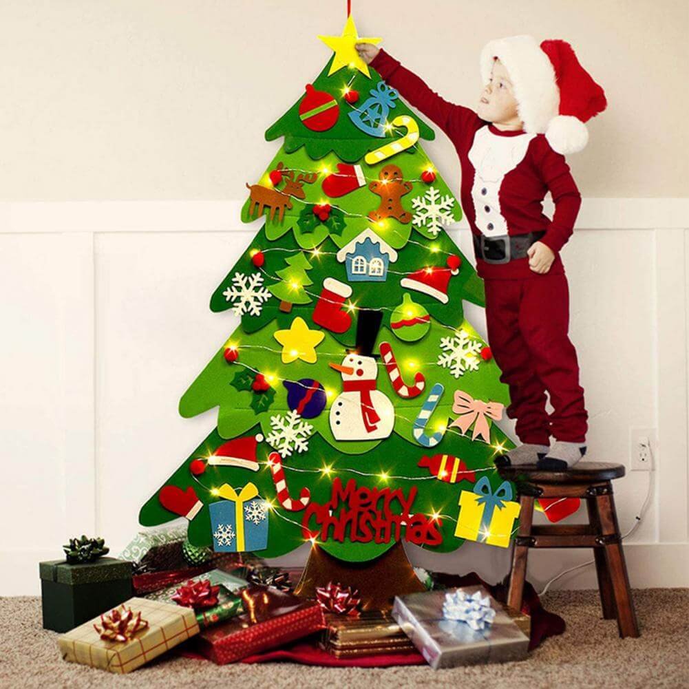 Sapin de Noël en feutrine 95 cm avec ses décorations amovibles